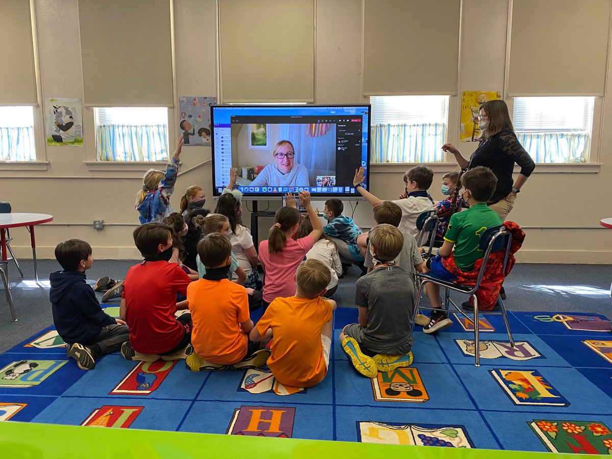 sallyblibrarian's tweet photo. After our Battle of the Books Competition today, our students met one of their favorite authors. Thank you, Kate Albus for joining us on TEAMS @katealbus #KCSLMS @BeardenElem https://t.co/d5bpLlaR8W