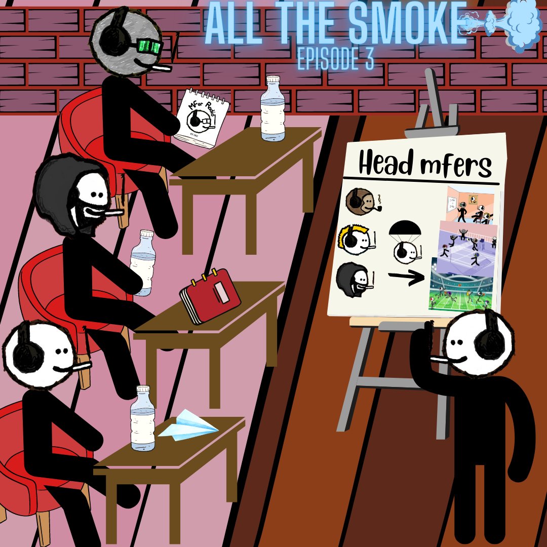Come see Head mfers on ALL THE SMOKE episode 3 tonight at 8PM est! 📡🚬

Thanks to the hosts <a href="/breezy_996/">Breezy</a>, <a href="/kevimlee/">이혁준</a> for having us, heres an "all the smoke" mfer piece.

Anyone that comes to the show tonight can receive this piece as a free airdrop 👇 #mfer #mfers