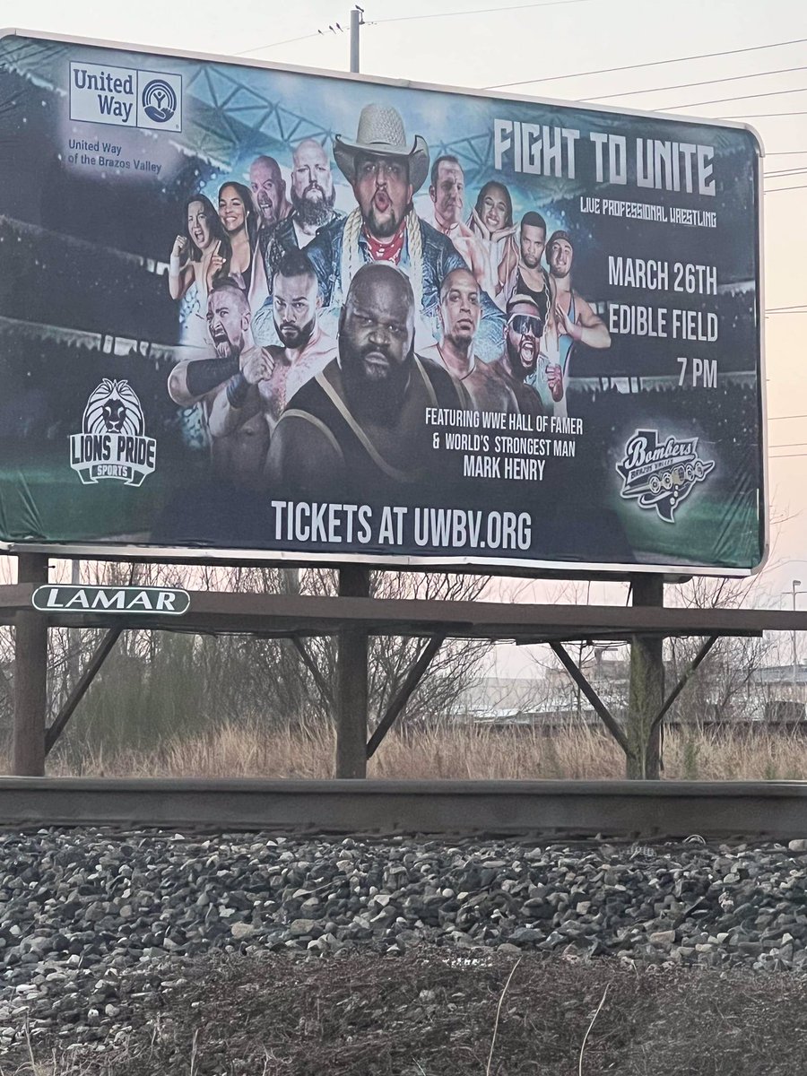 LionsPrideTX's tweet photo. Five billboards promoting #FightToUnite on March 26th are currently posted in the Bryan/College Station area!
All of this is to benefit the United Way of the Brazos Valley!
TICKETS: https://t.co/6o0BRQe4ig https://t.co/lKUeisGFpI
