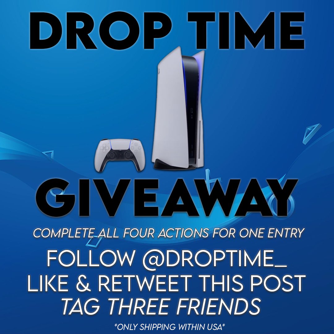 DropTime_'s tweet photo. Drop Time Giveaway 

Enter below to win a PS5 

Follow @DropTime_ 
Like + Retweet this post 
Tag 3 friends

Giveaway ends March 20, 2022

Shipping only within USA 🇺🇸 https://t.co/hkdhgL7Q8u
