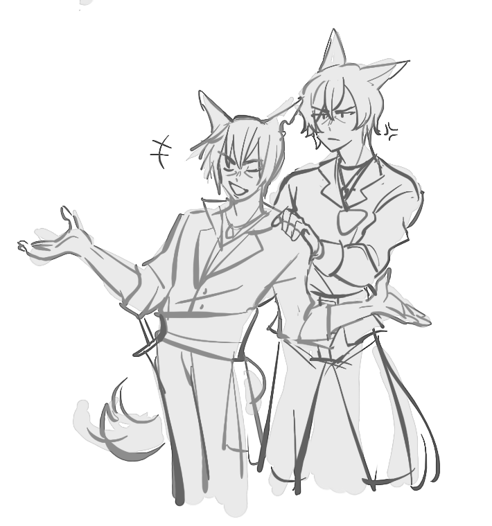 and then theres these doodles from around SB together with my other oc where hes just super pissed off all the time