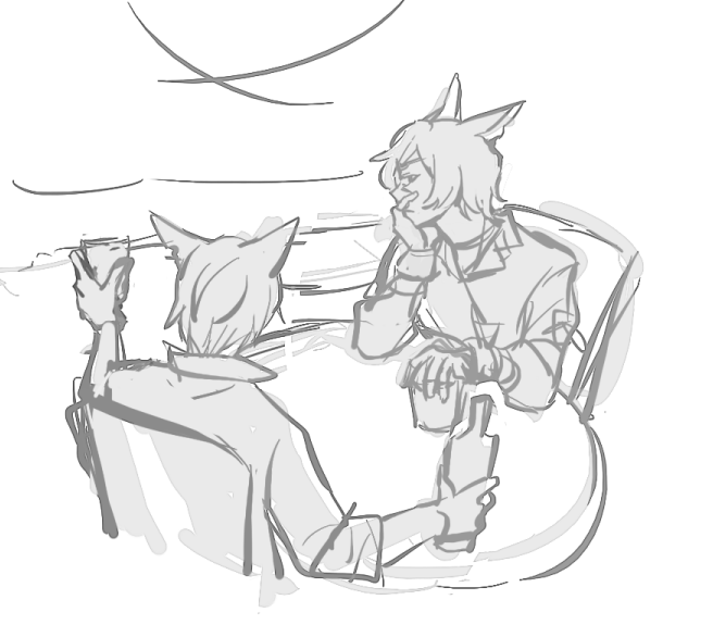 and then theres these doodles from around SB together with my other oc where hes just super pissed off all the time