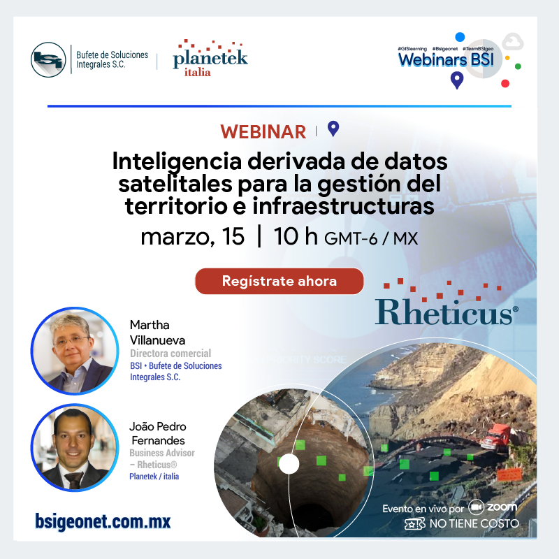 bsigeonet's tweet photo. 📣 🗓 ☞ Quedan días para el  [ WEBINAR ] Inteligencia derivada de datos satelitales para la gestión del territorio e infraestructuras |  Mar. 15, 10h GMT-6 🇲🇽▮✍  ¡Regístrate Aquí ! ➜ https://t.co/z5lx3vpsTe ▮Conoce más aquí ⇨ https://t.co/FCYCeD4HeX https://t.co/zYq9dsLqdT