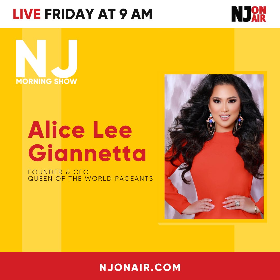 NJMorningShow's tweet photo. Join @MrsAliceLeeG on the #NewJerseyMorningShow LIVE Friday at 9AM! Stream on all OTT platforms, Facebook, or on https://t.co/fyGgIIgMkM. https://t.co/MQSy2N33ca