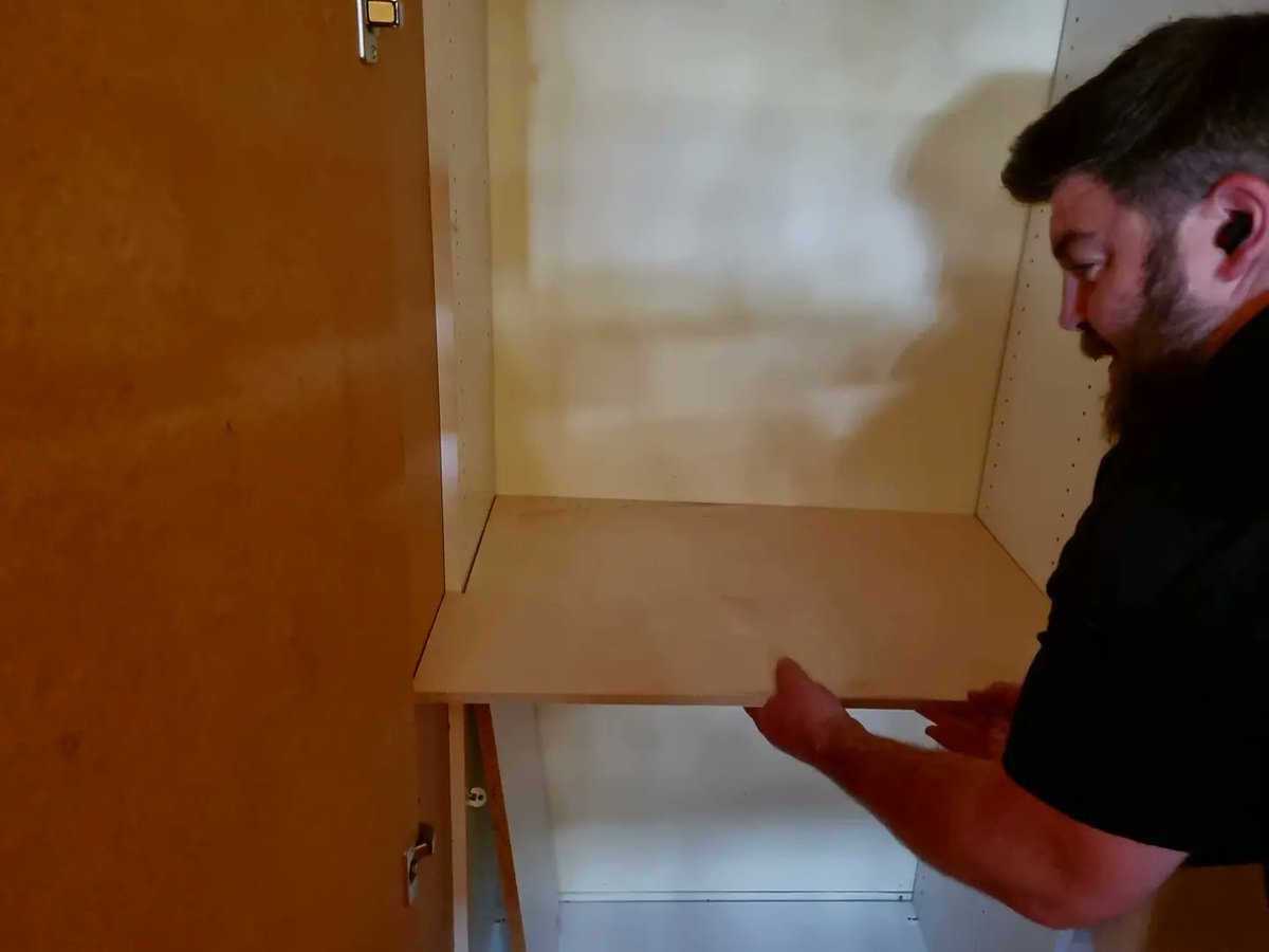 OkeyDokeyDad's tweet photo. Dad's building a podcast studio into the wardrobe! I was thinking recently that there aren't enough middle-aged white dudes with a podcast, so I guess I'll have a crack. 😂 https://t.co/aImNUjm9VA