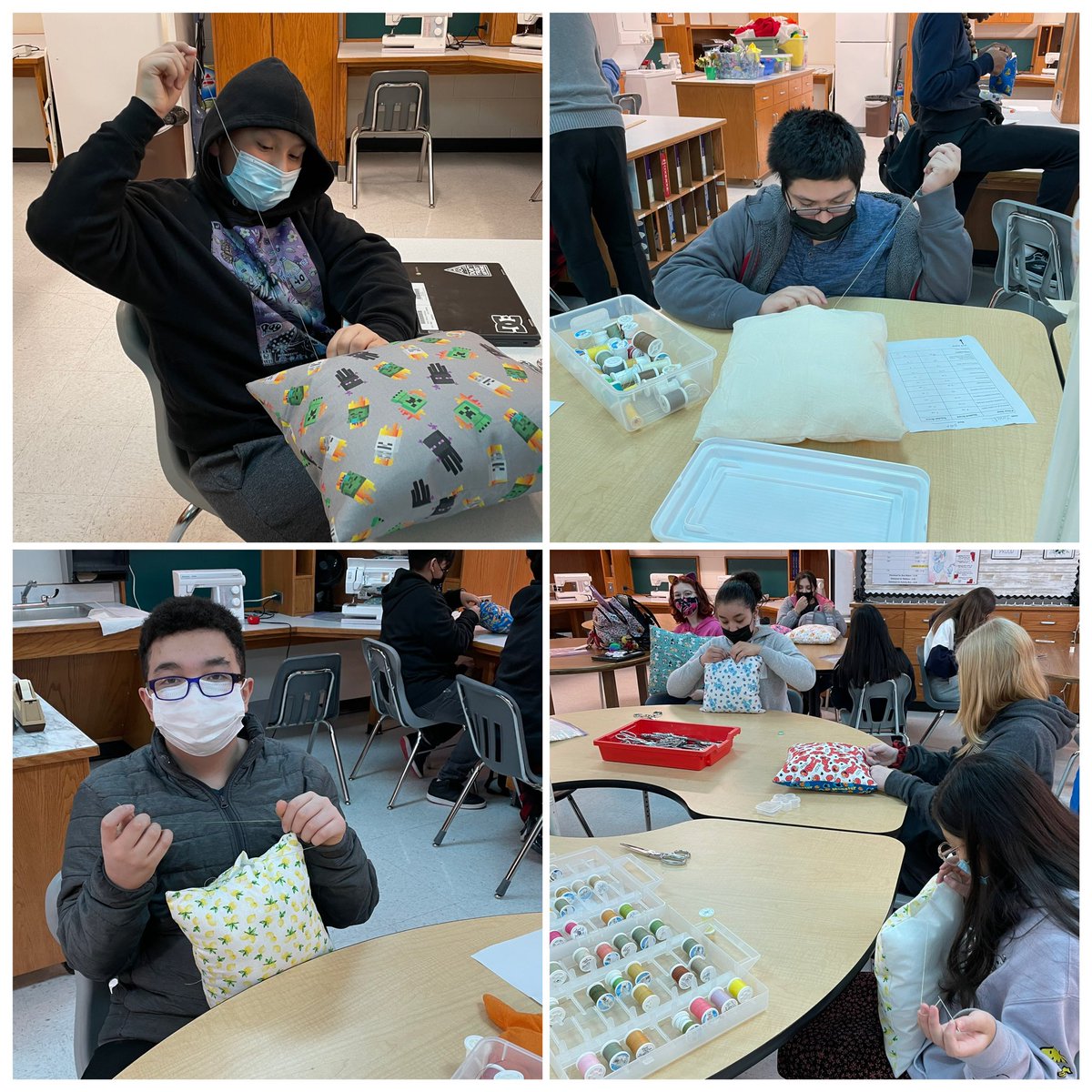 Students are working hard to measure, cut, machine sew AND hand sew their pillows! 👏🏼🧵🪡 <a href="/SterlingMiddle1/">Sterling MS</a> <a href="/cmo_neill/">Colleen O'Neill</a> <a href="/BarhamElena/">Elena Barham</a> <a href="/finnegan54321/">Juliet Finnegan</a>