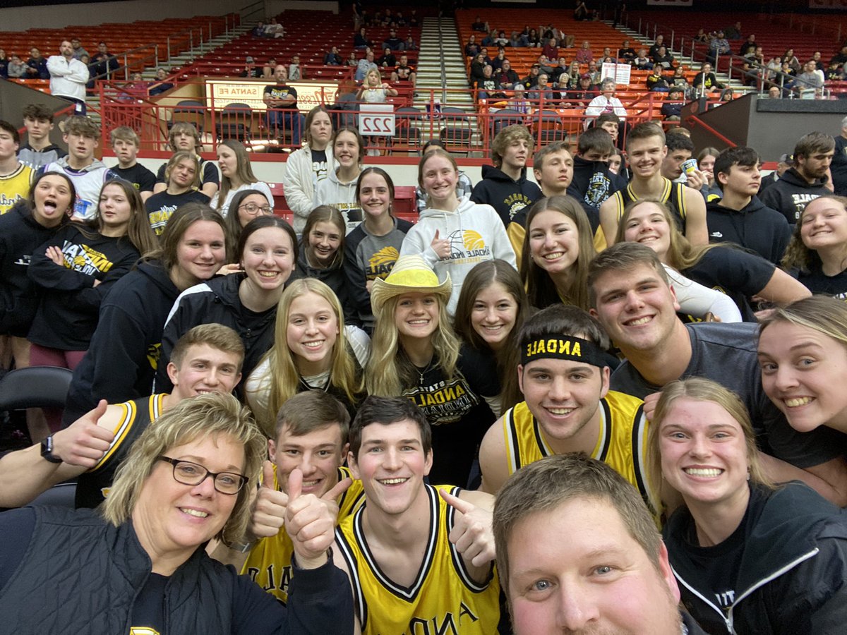 Andale Boys win 1st round over Paola 62-52.  Great student section…see you tomorrow!

Semifinals vs. McPherson at 4 pm!

@TheTribeAHS <a href="/Andale_Indians/">Andale High School</a>