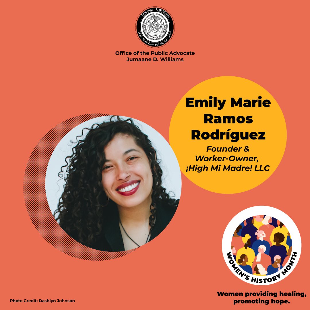 New York is making strides in #CannabisJustice and ensuring the communities most harmed by criminalization benefit from legalization. That progress is greatly due to advocates like Emily Marie Ramos Rodríguez, co-founder of worker co-op <a href="/HighMiMadre/">High Mi Madre</a>.
#WHMNYC #WomensHistoryMonth