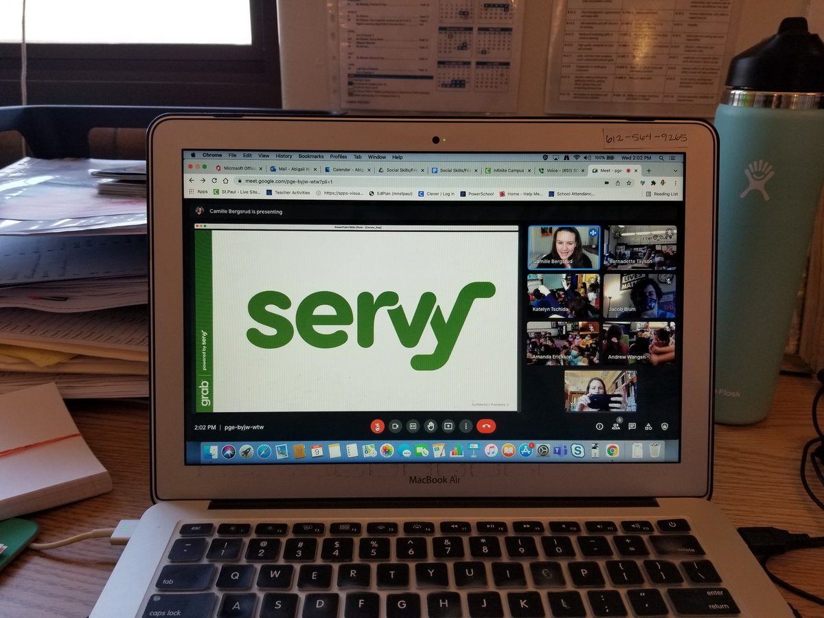 MsAbbyWhalen's tweet photo. March is for career guest speakers! We kicked it off yesterday with first graders hearing from Camille at Servy about all the cool things her company does with phone apps, ordering food, and travel! Did you know there are robots that can deliver your food now at MSP?? https://t.co/vle3hptI12