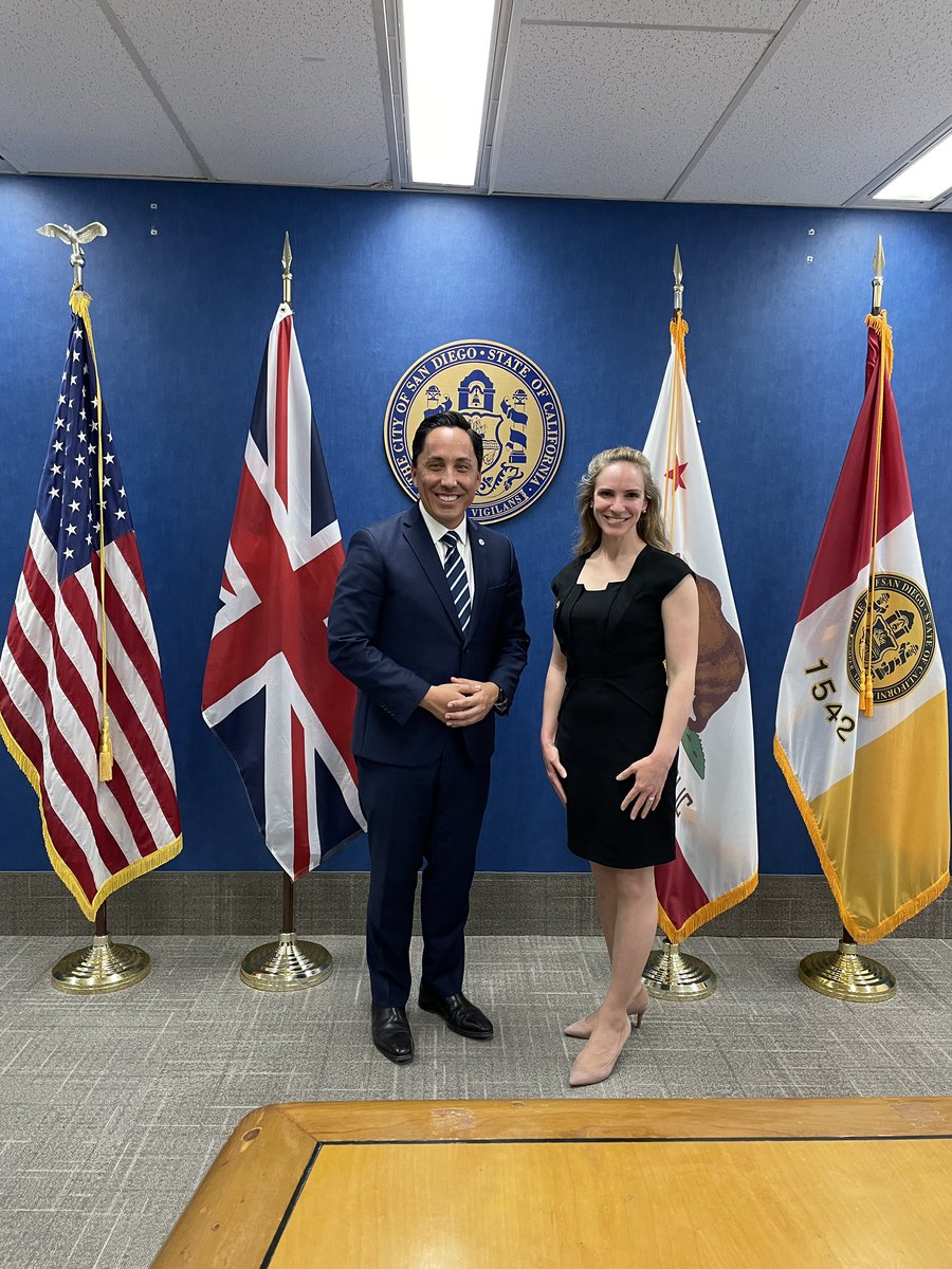 San Diego Mayor Todd Gloria (@mayortoddgloria) on Twitter photo Today I welcomed UK Consul General <a href="/EmilyClokeUK/">EmilyClokeUK</a> to City Hall during her visit to our city. We had a wonderful conversation about strengthening 🇬🇧 UK-San Diego ties and collaborating to advance shared priorities between our two countries. <a href="/UKinLA/">UK Consulate in LA</a> <a href="/UKinUSA/">British Embassy Washington</a> Today I welcomed UK Consul General <a href="/EmilyClokeUK/">EmilyClokeUK</a> to City Hall during her visit to our city. We had a wonderful conversation about strengthening 🇬🇧 UK-San Diego ties and collaborating to advance shared priorities between our two countries. <a href="/UKinLA/">UK Consulate in LA</a> <a href="/UKinUSA/">British Embassy Washington</a>