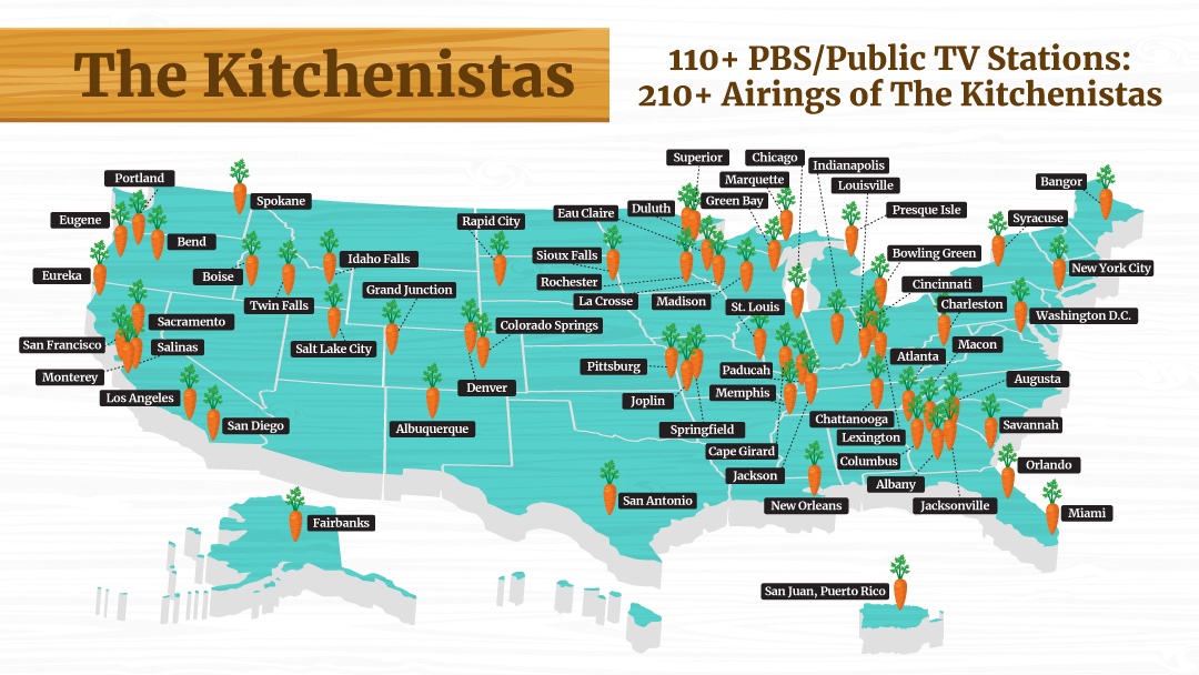Now 210+ PBS/Public TV airings across the U.S 100+ Stations 24 States, DC, &amp; Puerto Rico! #NETA #PBS #KPBS #olivewoodkitchenistas #olivewoodgardens #nationalcity #foodismedicine #foodishealing #latina #mexicantraditions #womenempowerment #culinaryheritage