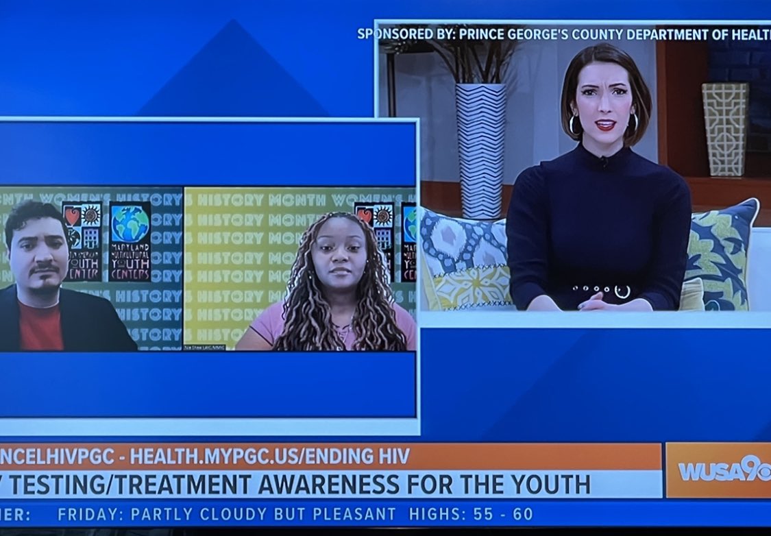 Check out our HIV Coordinator Mr. Ayala &amp; @THELAYC youth Nia on <a href="/greatdaywash/">Great Day Washington</a> this morning sharing the importance of youth getting tested,knowing their status &amp; connecting to treatment as a form of self &amp; community love 💗thank you <a href="/PGCHealth/">Prince George's County Health Dept.</a> for the opportunity!
