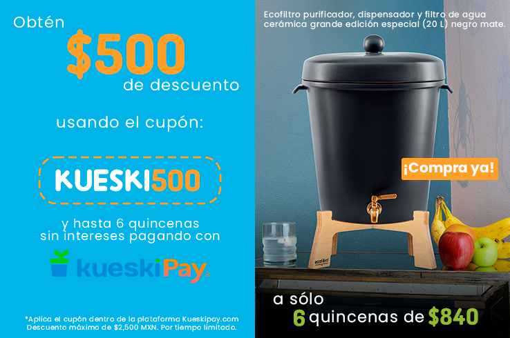 Aprovecha nuestro aniversario y compra tu Ecofiltro 🥳💧🌱 Del 10 al 16 de marzo disfruta de $500 de descuento pagando con Kueski Pay y hasta 6 quincenas sin intereses 🥳mailchi.mp/ecofiltro.com.…