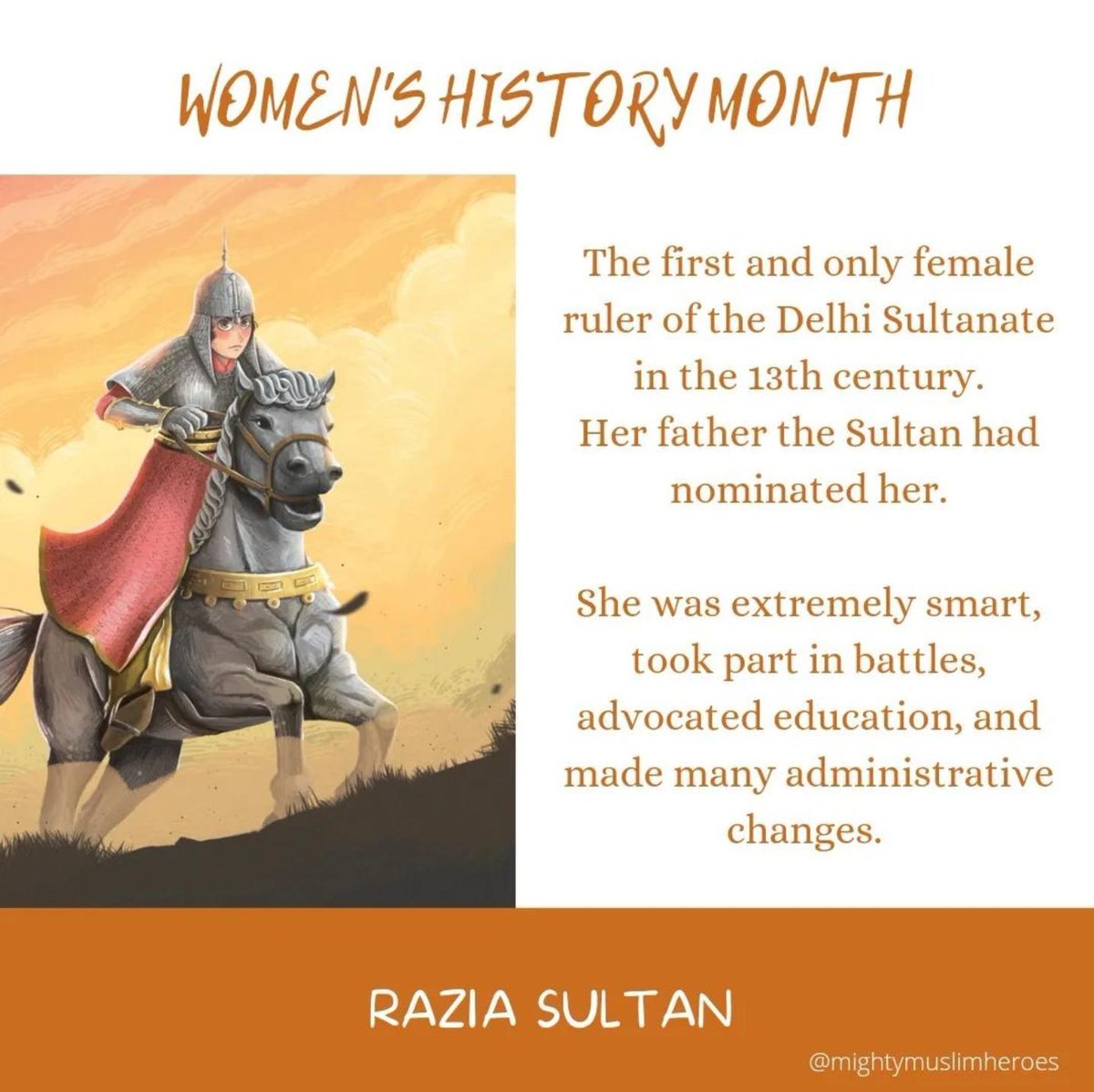 Muslim women’s contributions and brave acts that changed the world are not always featured in history books.

This #WomensHistoryMonth, let’s recognize legendary Muslim women and their inspiring stories and legacies.

🎨 Mighty Muslim Heroes by Tamara Haque