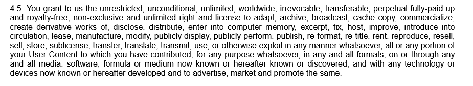 SebsDead_'s tweet photo. @BoredApeYC I generally root for BAYC from the sidelines, but has anyone on your team actually read your partners T&amp;C? You're pushing people to KYC &amp; have them agree to these terms? I really thought we were trying to move away from a web that profited off peoples IP without their consent. https://t.co/6H2C6szUmD