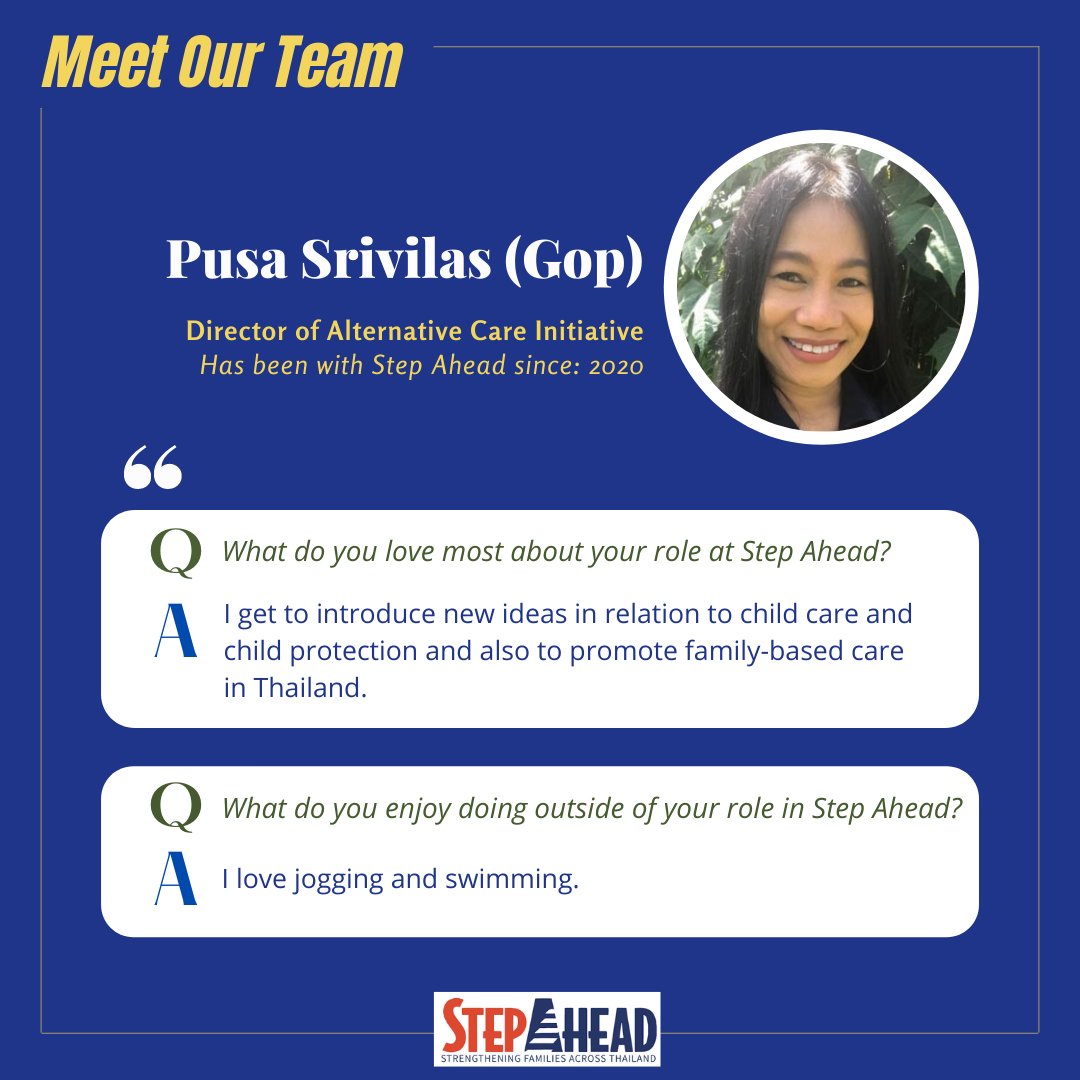 Pusa (Gob) Is a high level influencer and effective trainer.  She is well connected to a number of national government bodies and serves them well while advocating for best practice care for vulnerable children and their families.