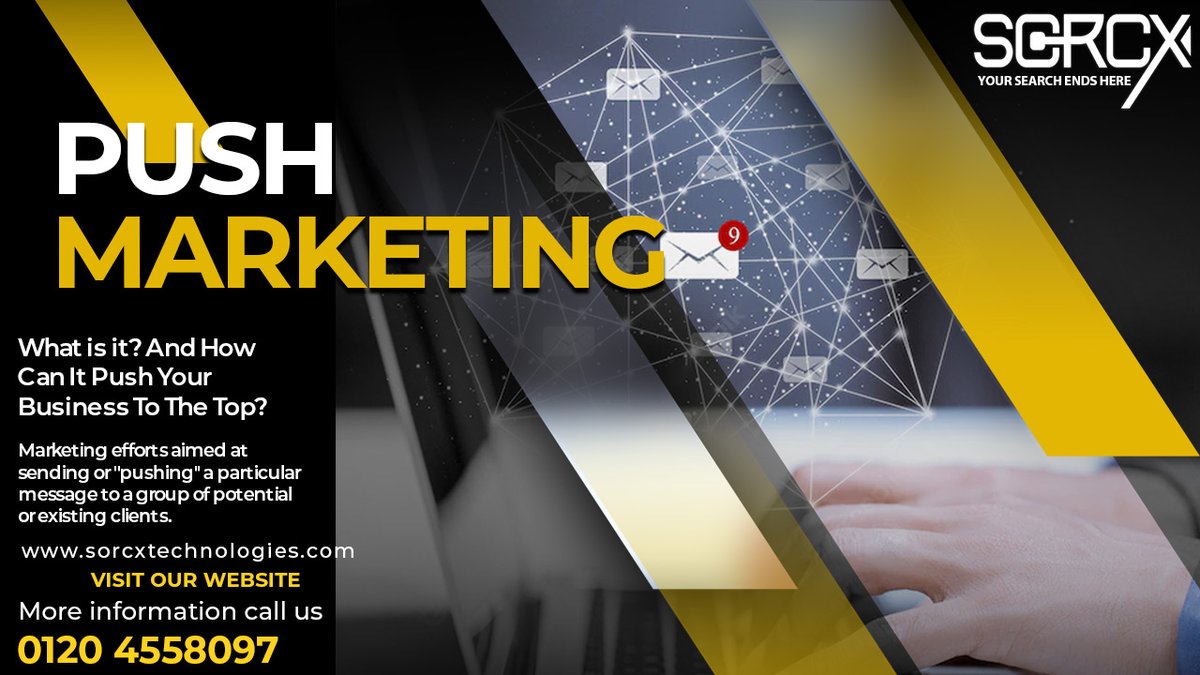 Sorcxtech's tweet image. Push Marketing can help you get exposure, create consumer awareness, and increase demand for your product or service.
#DecodingDigitalMarketing