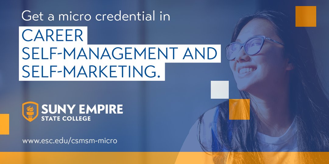 SUNYEmpire's tweet photo. Are you ready to stand out in a competitive job market? 

Add a verified skill to your resume with SUNY Empire’s flexible micro credential in career self-management and self-marketing. https://t.co/9BbKACHFPf.
.
.
.
.
.
.
.
#LearnFast #CareerRestart #MyNewJob #upskill https://t.co/JzEbvNyS5a