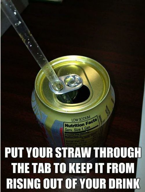 LifeHack201's tweet image. 📌How to Stop Your Straw from Rising

If you’re fed up with your straw rising out of your drink, use this top life hack. Simply put your straw through the can’s tab.