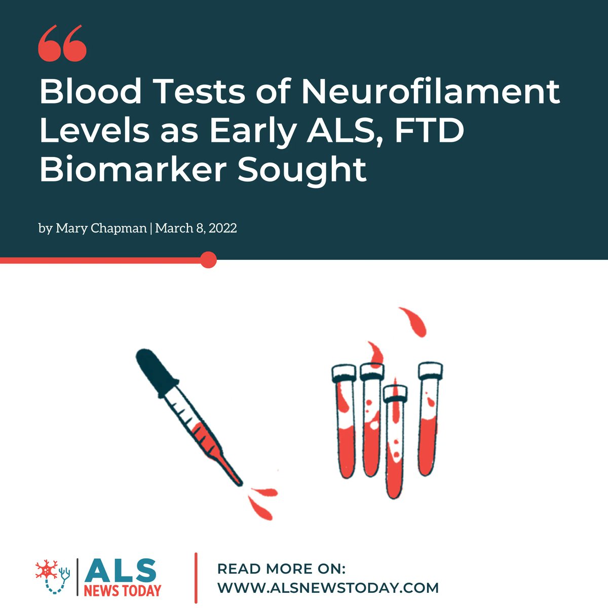 alsnewstoday's tweet photo. • This is the latest article on our #ALSNewsToday website! •
A private-public project aims to identify "robust, affordable" blood tests that detect #FTD and #ALS early through neurofilament protein levels. Read more: https://t.co/1Tfjzaci0Q #ALSresearch #treatingALS https://t.co/FoVFjun2Kl
