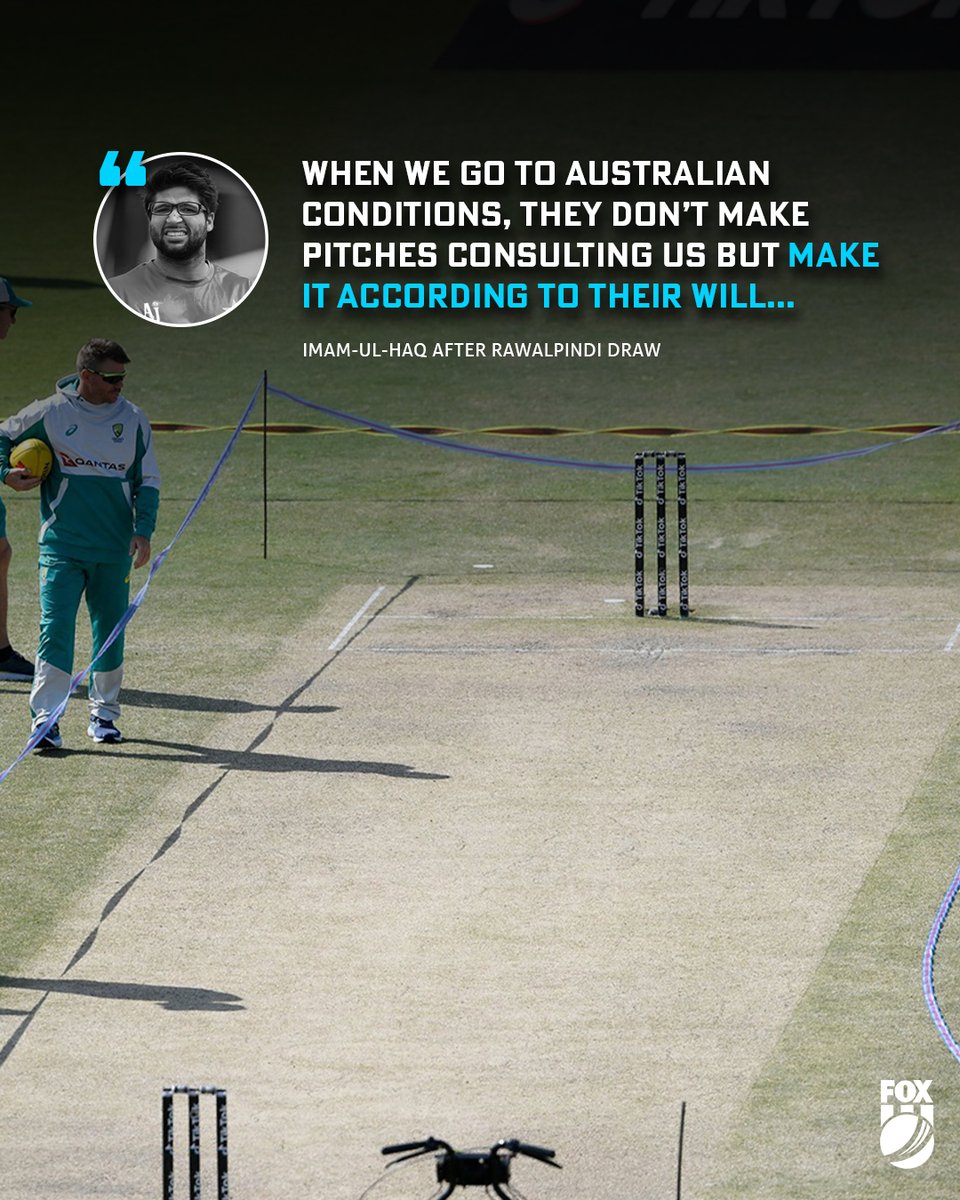 FoxCricket's tweet photo. You'd defend the Rawalpindi road too if it helped you get your first Test ton... 🙄 🤫 

Story: https://t.co/1KmLTdvhSn #PAKvAUS https://t.co/T2riPk8P3u