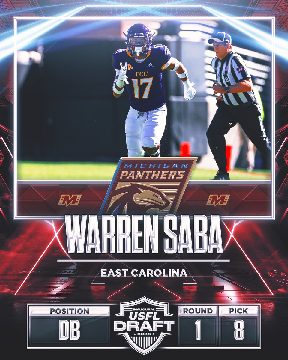 _PanthersUFL's tweet photo. Welcome to the Panthers, Warren Saba! #USFLDraft https://t.co/uxlnjC39mb