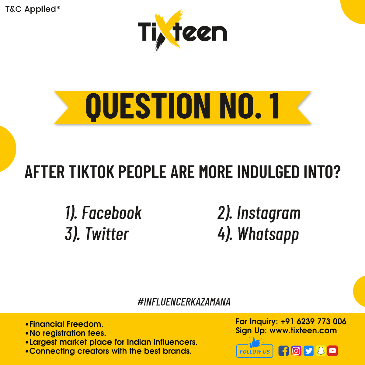 tixteen_'s tweet image. #JointheQuiz  #Question1 
Today We Are Going To Start interesting questions.  
Let's Start From Quiz 1.  🧐
.
Join our contest &amp;amp; win the exciting gift hampers.

tixteen.com