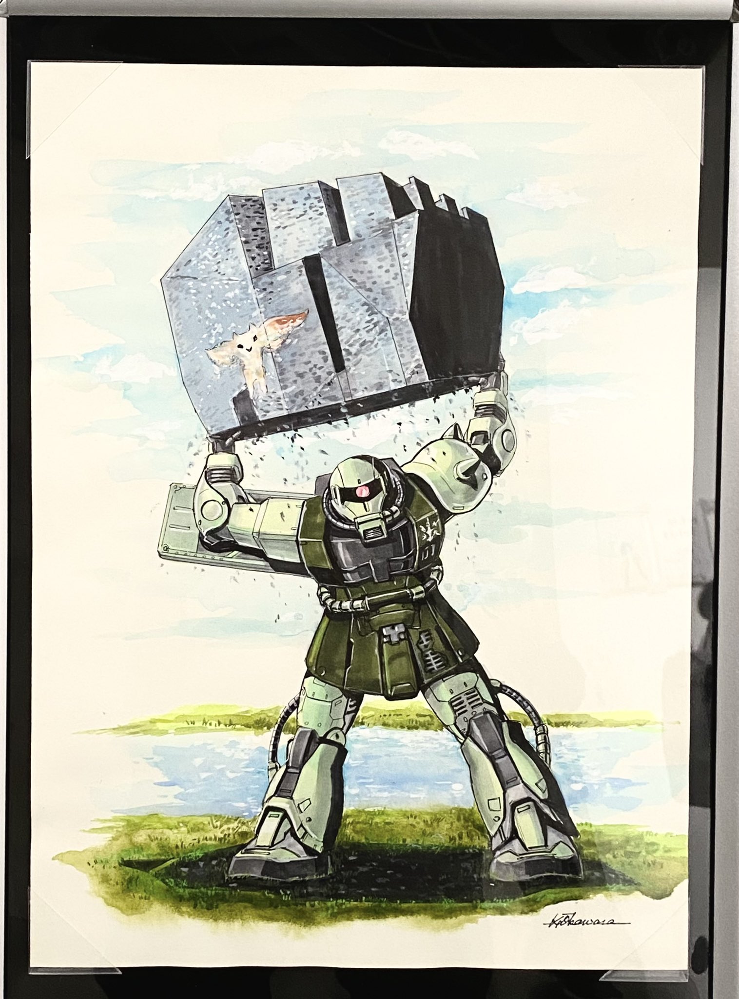 大河原邦男展 複製原画 ザク出撃 絵画