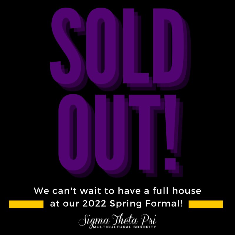 SigmaThetaPsi's tweet photo. We have officially SOLD OUT of tickets for our 2022 Spring Formal! We are so grateful, and cannot wait to see you all together again after so much time apart.
Tickets for conference are still available through the link in our bio. 

#SigmaThetaPsi #Spring22 #SpringConference #ΣΘΨ https://t.co/MrT6GG1E0i
