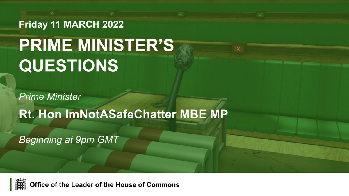 Prime Minister's Questions is starting in 15 minutes. You may spectate using the game below ⬇️
roblox.com/games/65154417…