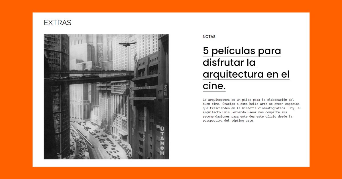 Lee nuestro artículo “5 películas para disfrutar la arquitectura en el cine”. 🎥🏛

primates.mx/5-peliculas-pa…...

📝 Escrito por el arquitecto <a href="/fernandonomo/">fernando nomo</a> por invitación a nuestro blog.