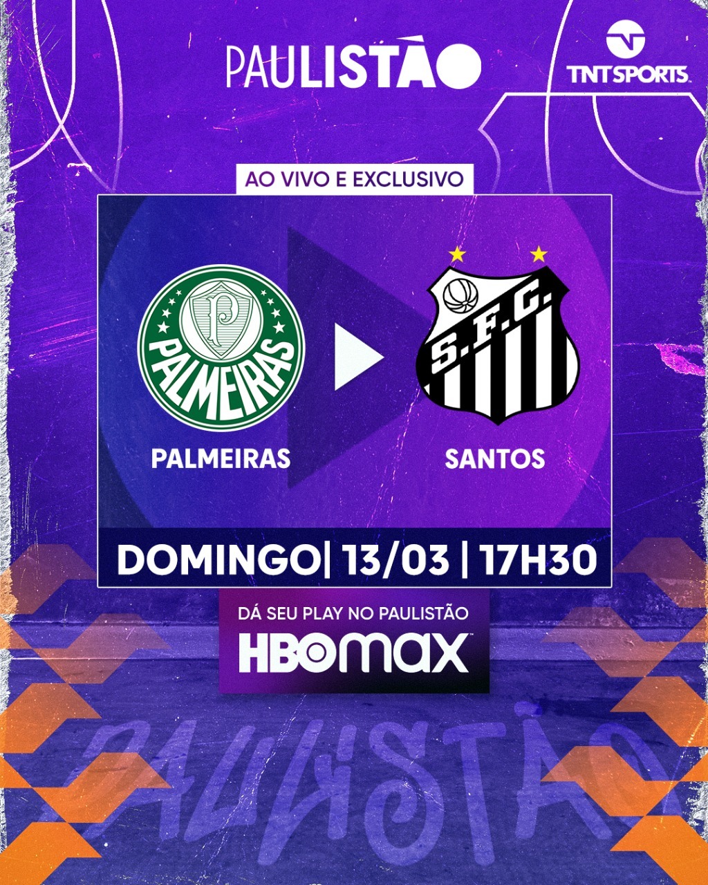 TNT Sports BR on X: PAULISTÃO 2022 É COM GENTE! 😎 🏆 Você vê @palmeiras e  @santosfc no domingo (13), a partir das 17h30. Ao vivo e EXCLUSIVO na  @hbomaxbr. Vem curtir