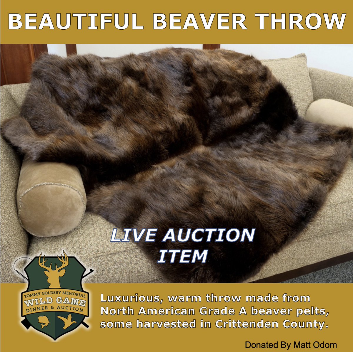 asumidsouth's tweet photo. ***LIVE AUCTION ITEM***
Luxurious Beaver Throw!
#LiveAuction #TGWGD #ASUMidSouth https://t.co/GpKlQUKC9g