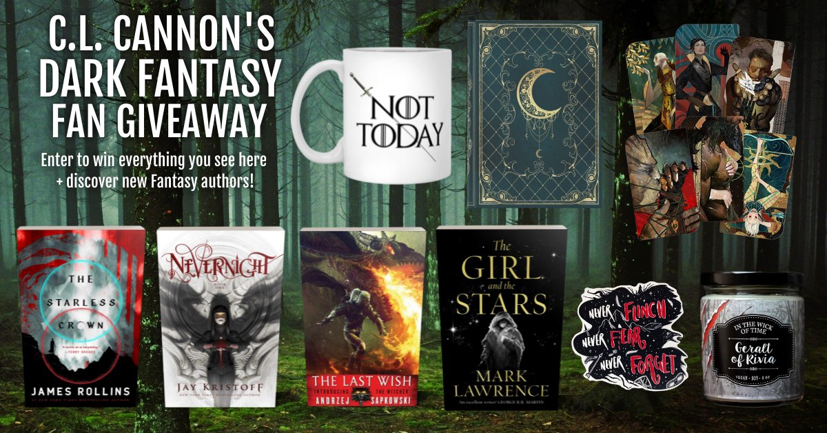 CLCannonAuthor's tweet photo. ⚔️Where are my #DarkFantasy fans? This #giveaway is for you!⚔️
🔥 Enter: https://t.co/EaeZTj1w9P 🔥
🗡 #Win #TheStarlessCrown #Nevernight #TheGirlAndTheStars  #TheWitcher: Last Wish + #GameOfThrones mug, Nevernight sticker, #Geralt candle, moon journal, &amp; #DragonAge coasters🗡 https://t.co/2EvtCnGQe5