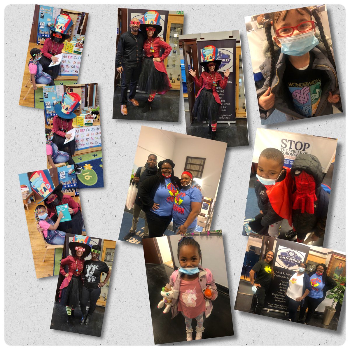 Langford Continued READ ACROSS AMERICA for the second week. Kicked off Spirit Week, scholars were able to dress as their favorite 🤩 super hero 🦸‍♀️ or character in a story today. The halls are decked with Dr. Seuss characters and balloons hanging from the ceiling. It’s been GREAT