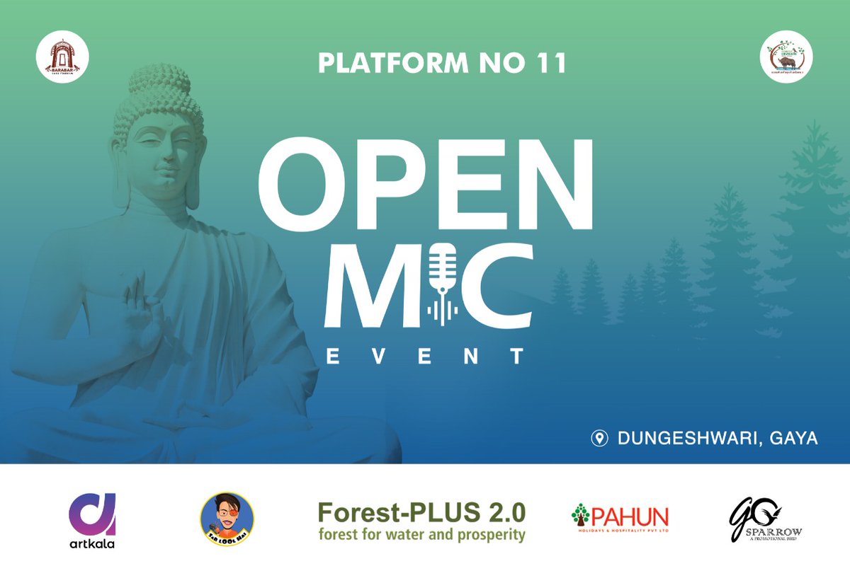 zromit's tweet photo. You are cordially invited for open mic event. Poem, Standup &amp; Storytelling along with nature responsibility like plantation.
Venue: Dungeshwari Jungle Cafe, Gaya
12th Mar, Saturday, 1-4pm 
@moefcc @DEFCCOfficial @DipakKrIAS @abhitwittt @thiyagarajansm2 @GayaForest @Artkala4u https://t.co/TAs4ZYCTqT