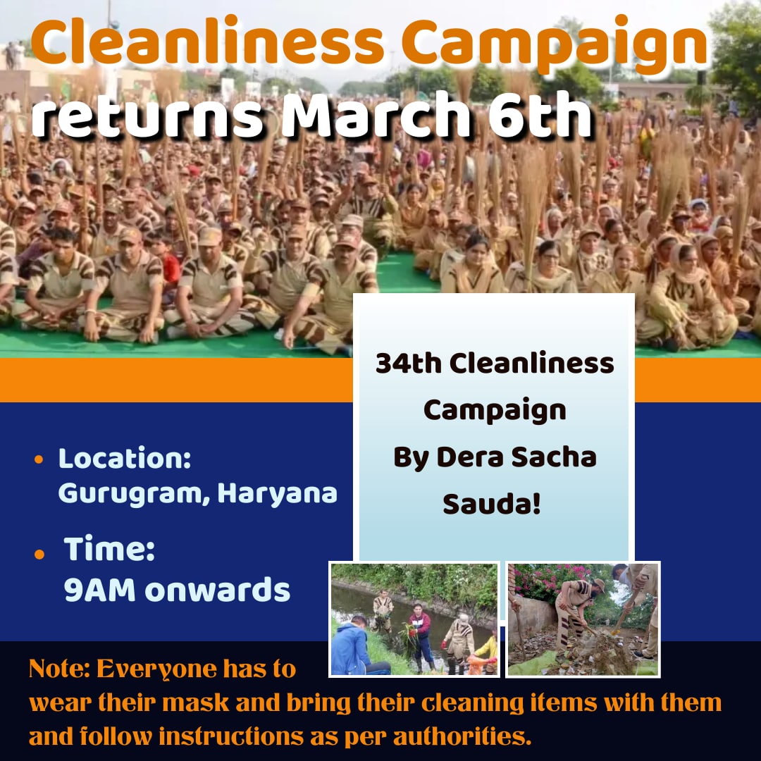 jituinsan55's tweet photo. #JoinHandsToClean
Save environment save lives.Millions of @derasachasauda volunteers have participated in 33 cleanliness drives with the guidance of Saint Dr. @Gurmeetramrahim Singh Ji, to make environment fresh and clean. 34th Cleanliness drives coming in Gurugram on 6th March. https://t.co/4HU4Fg1glv