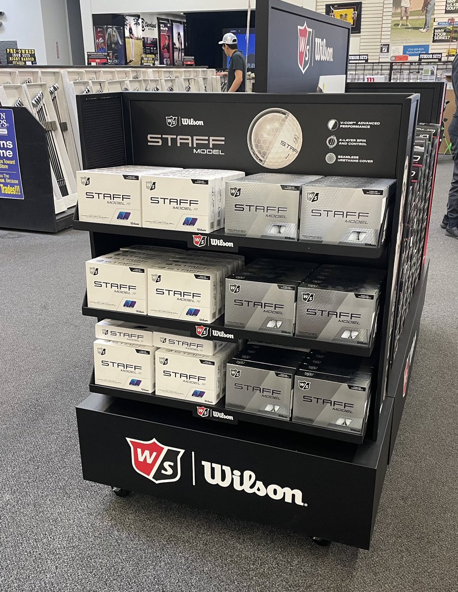 Does the world’s largest superstore deserve the world’s largest golf ball display?! Why yes it does :)
Pick your poison - Staff Model, Triad or DUO Soft+. We keep it simple and no doubt have the right ball for your game. <a href="/WilsonGolf/">Wilson Golf</a> <a href="/RDgolf/">Roger Dunn Golf Shop</a>