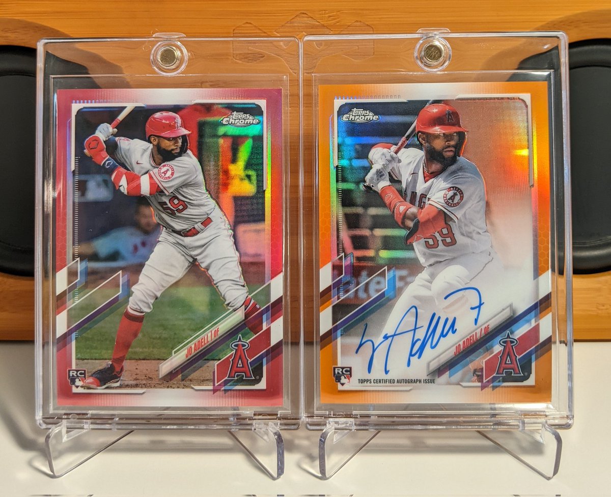 JoeyOcards's tweet photo. Jo Adell 2021 Topps Chrome Red Refractor RC #/5 & Orange Refractor Auto RC #/25
#joadell #losangelesangels #angels #topps #toppschrome #redrefractor #orangerefractor https://t.co/WxdDSwwa5Y