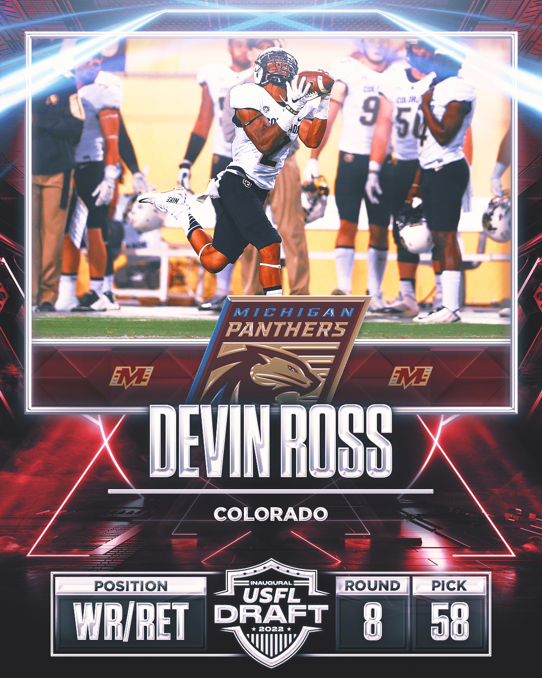 USFL Michigan Panthers select former Buff Devin Ross