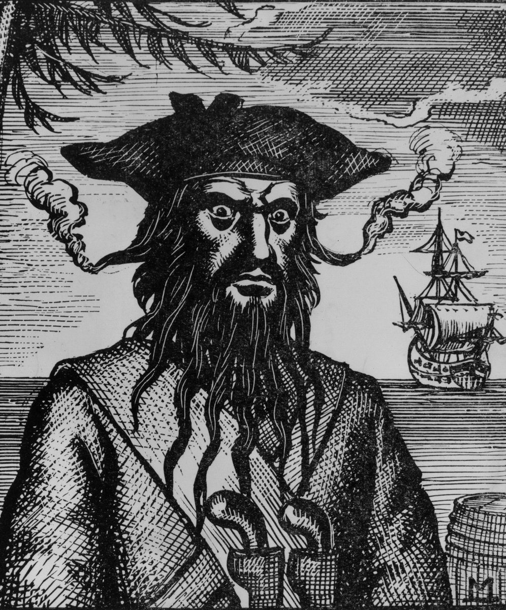 CaptxSchmidty's tweet photo. Blackbeard (Edward Teach) would weave hemp into his beard and light it on fire. This was to intimidate his foes and make him look demonic.

#piratefacts #blackbeard #edwardteach https://t.co/uXn3Tu2Kdz