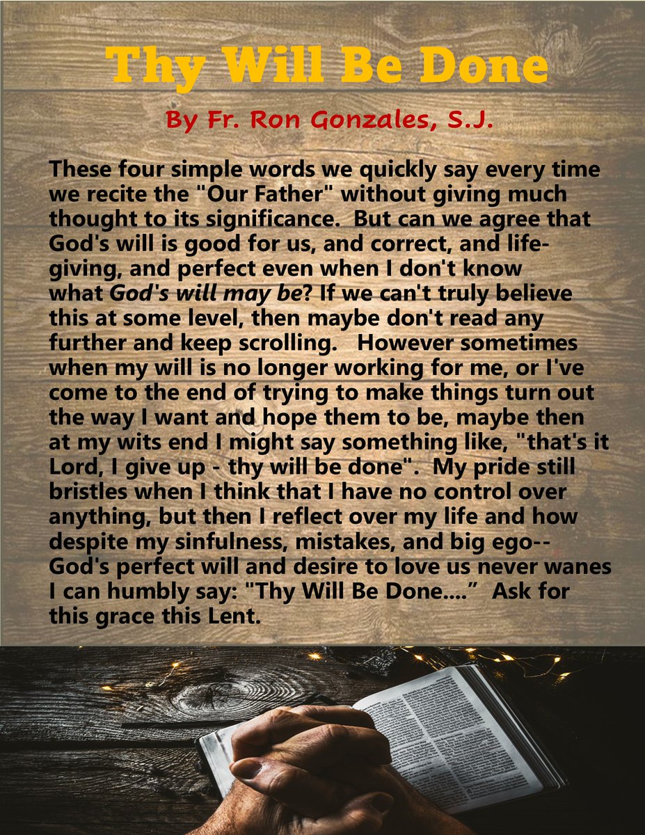 MontserratJRH's tweet photo. Read our latest blog post written by Fr. Ron Gonzales, SJ!
#divinewill #Father #Jesus #prayer #frron https://t.co/l8o16cz74p