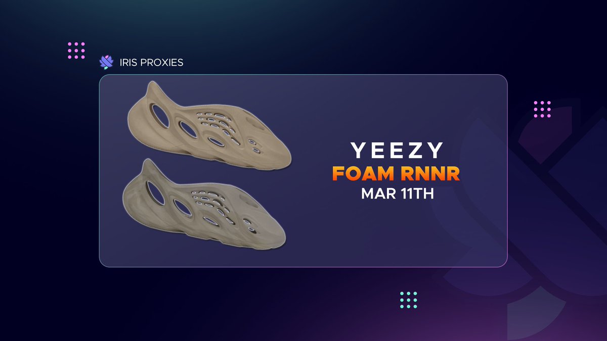 IrisProxies's tweet photo. We have another HUGE drop tomorrow with Yeezy Foam RNNR "Mist / Stone Sage" set to drop on YS and multiple retailers! 🚀

To help our followers cook here's a giveaway! 

• Follow @IrisProxies🐦
• Tag A Friend + RT! 👬

2 people will receive free 2 GB Of Iris Proxies! 🎁 https://t.co/zOzwr7wSHx