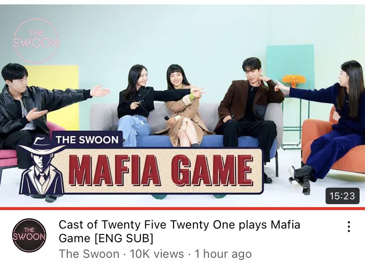[The Swoon] Cast of Twenty Five Twenty One plays Mafia Game

youtu.be/s3fbrhsSYa8

#TwentyFiveTwentyOne #스물다섯스물하나
#KimTaeRi #NamJooHyuk #Bona #ChoiHyunWook #LeeJuMyoung