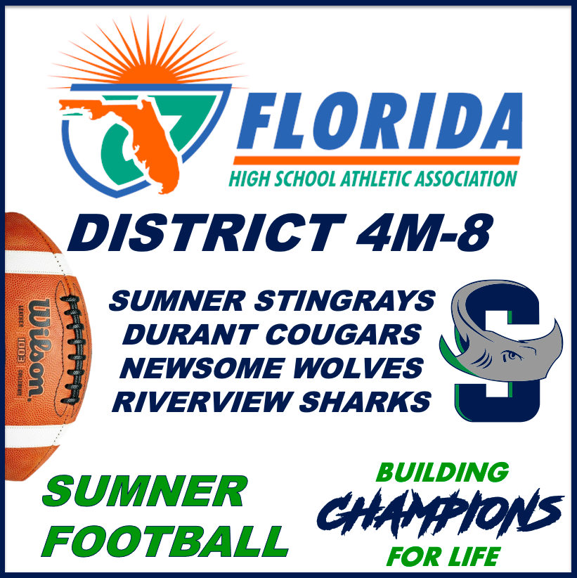 FHSAA Football District 4M-8 (2022)
<a href="/SumnerHSFootbal/">Sumner High School Football</a> 
<a href="/DOORANTFOOTBALL/">Durant Football</a> 
<a href="/NewsomeWolvesFB/">NewsomeWolvesFootball</a> 
<a href="/RVSharkFootball/">Riverview Football</a>