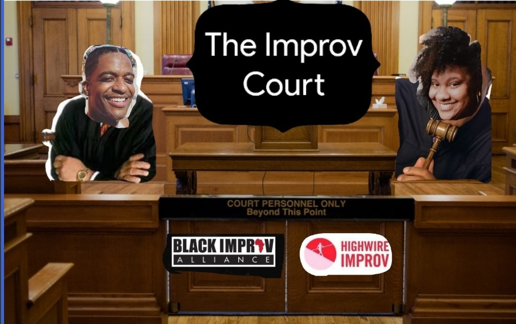 Fridays for #blackjoy! Tomorrow at 8pm est on @highwireimprov and @blackimprovall1 , catch a stellar cast of improvisers in 'the improv court'. #Blackimprov #youtube #FacebookLive