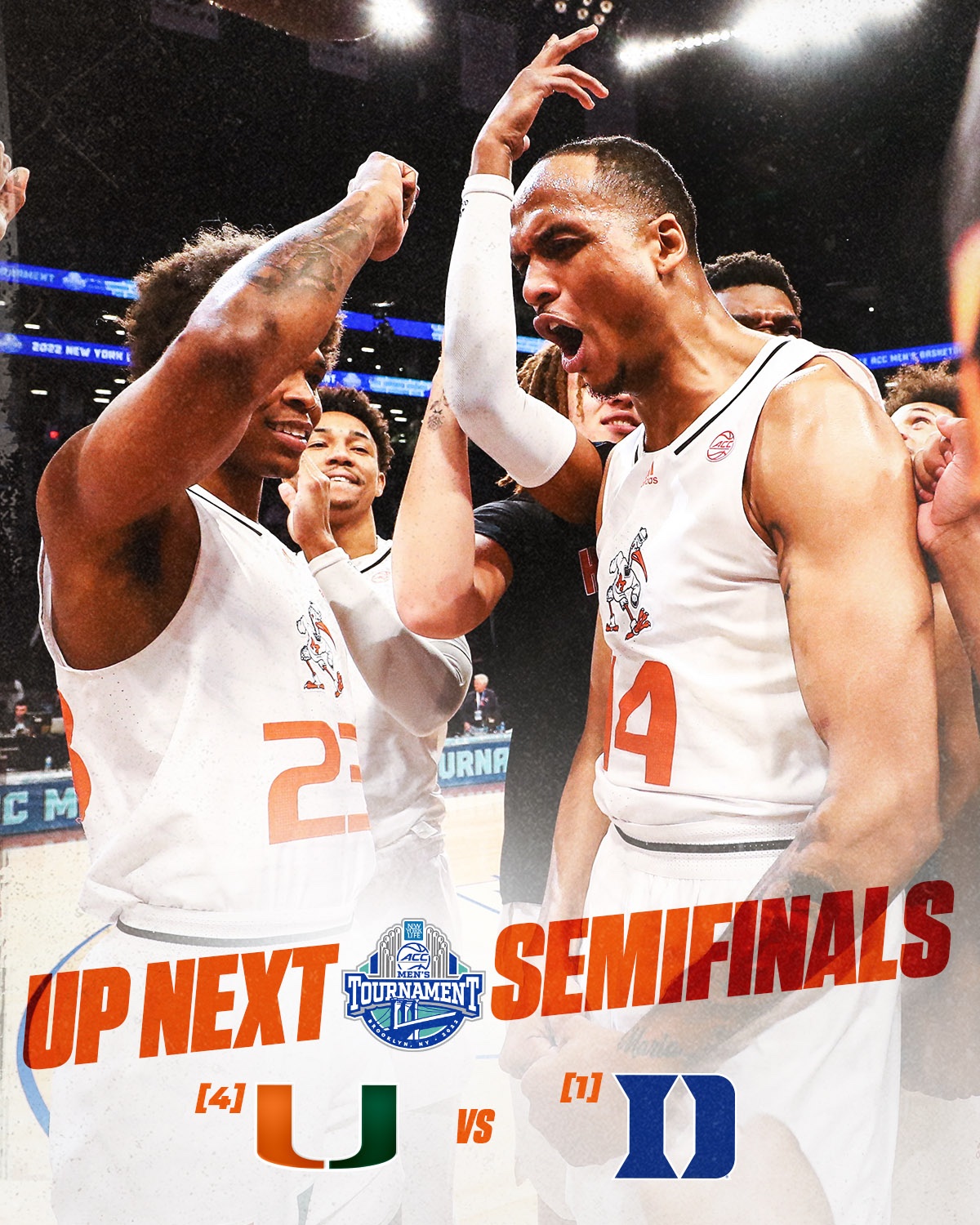 Canes Hoops on Twitter "Semifinals tomorrow. [4] Miami 🆚 [1] Duke 7 PM