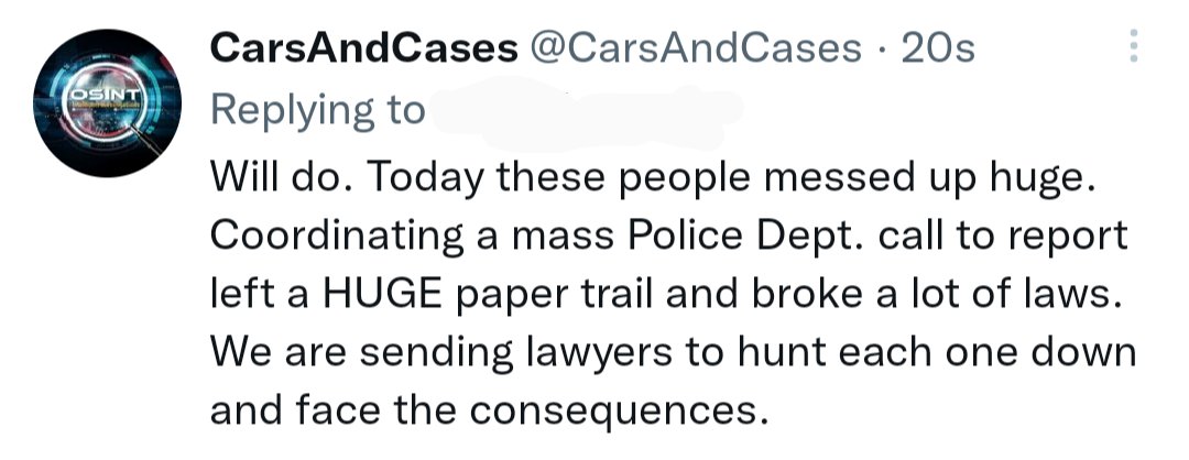 CarsAndCases's tweet photo. This was probably the best thing that could've happened. We don't have to exhaust our focus on getting this info, these people did all that by filing mass false police reports. We can send our #lawyers and we absolutely are. #cybersec #fraud #truecrime #foolish #blackhat #OSINT https://t.co/dHH3Lu3rrT