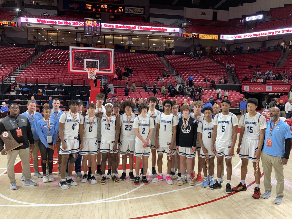 HtownHSCCPS's tweet photo. The Huntingtown Hurricanes fell short tonight. Absolutely nothing to be ashamed about. What a great season! We are so proud of you. #CanePride 💙🤍🖤🏀 https://t.co/X25ut5Tlvo