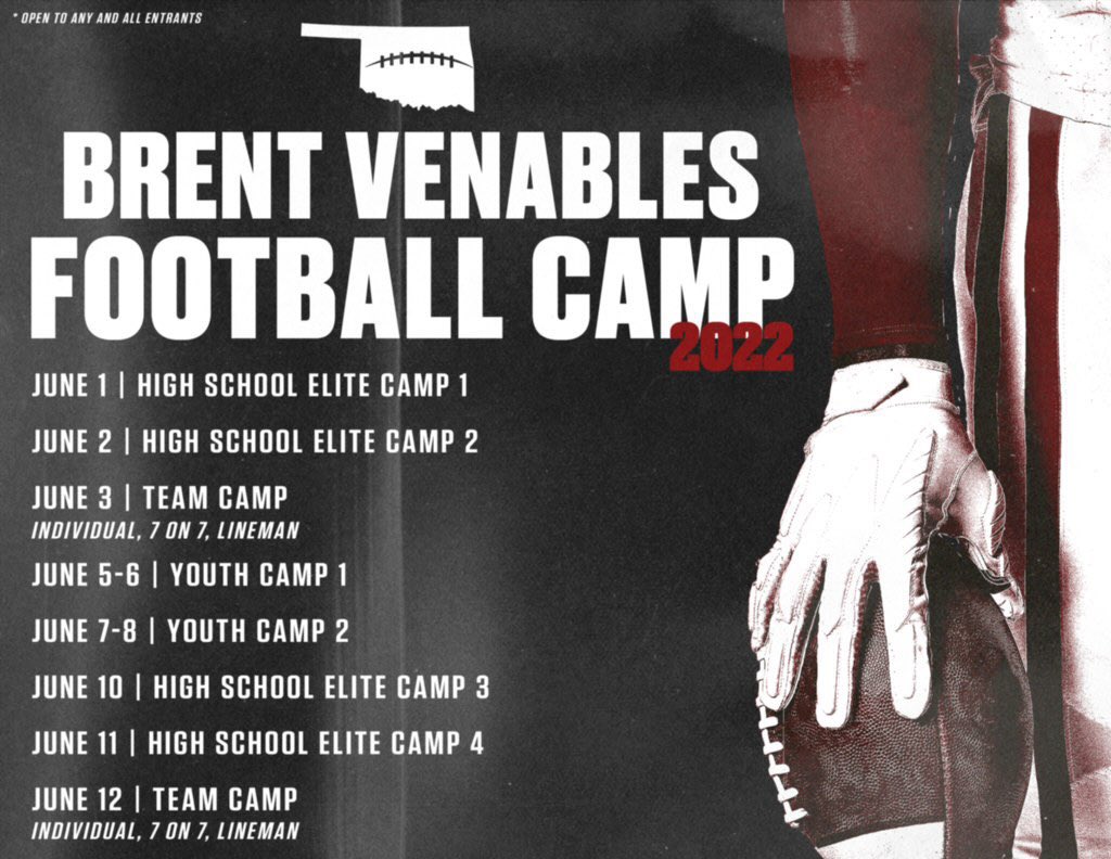 Camp SZN is near!! <a href="/OU_Football/">Oklahoma Football</a> is holding individual camps June 1st-2nd &amp; June 10th-11th!! Let’s show how great our athletes are at the hill!!